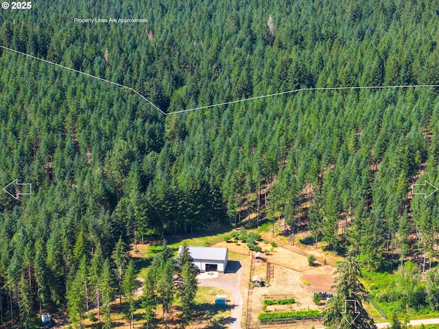 94986 Thetford Ln, Marcola, OR 97454 - view from above of property featuring a heavily wooded area and property boundaries highlighted