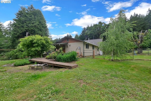 86680 Territorial Hwy, Veneta, OR 97487 - view of yard with a wooden deck