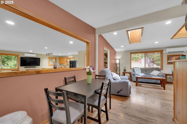 86680 Territorial Hwy, Veneta, OR 97487 - dining area featuring an AC wall unit, recessed lighting, and light wood-style floors