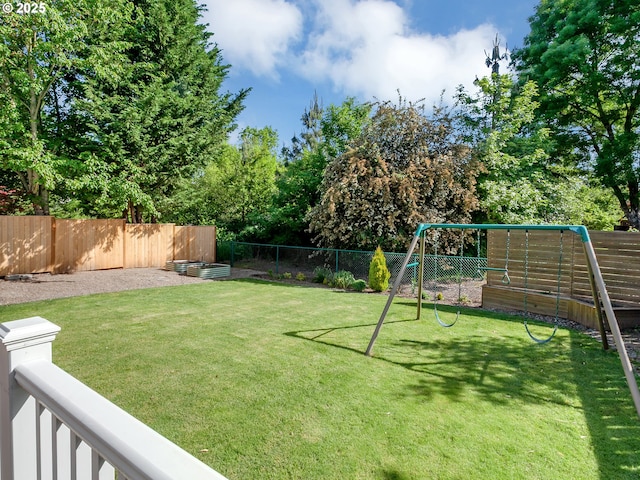 view of yard featuring a playground