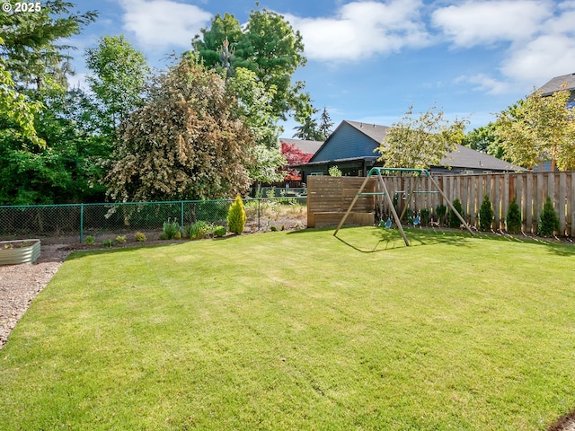 view of yard with a playground