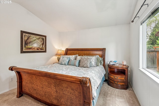 19030 SW Pike Ln, Beaverton, OR 97078 - bedroom with light colored carpet, lofted ceiling, and baseboards