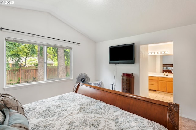 19030 SW Pike Ln, Beaverton, OR 97078 - carpeted bedroom with lofted ceiling and ensuite bath