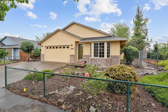 2176 SE 63rd Ave, Hillsboro, OR 97123 - ranch-style house with brick siding, concrete driveway, and an attached garage