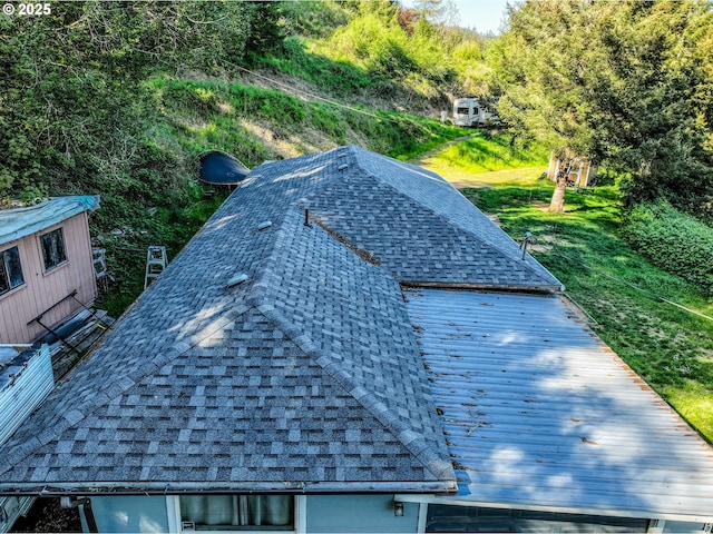 exterior view of roof with shingles