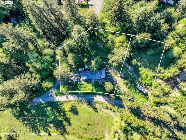 aerial view of property and surrounding area with property boundaries highlighted