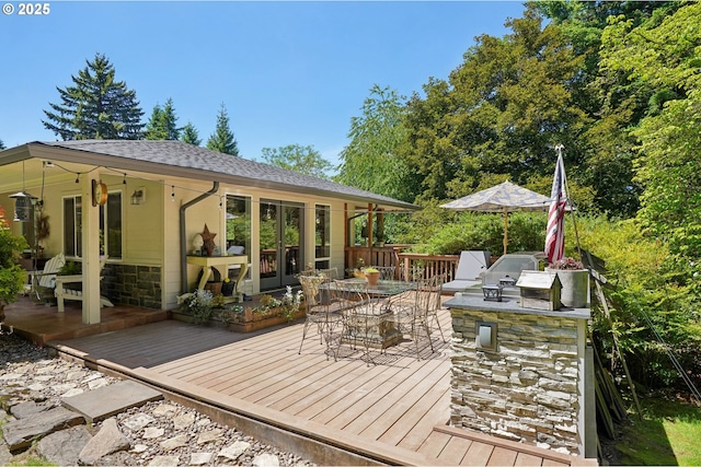 15785 SW Bull Mountain Rd, Portland, OR 97224 - wooden terrace featuring outdoor dining space
