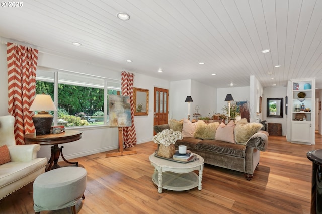 15785 SW Bull Mountain Rd, Portland, OR 97224 - living room with recessed lighting, wood finished floors, wood ceiling, and baseboards