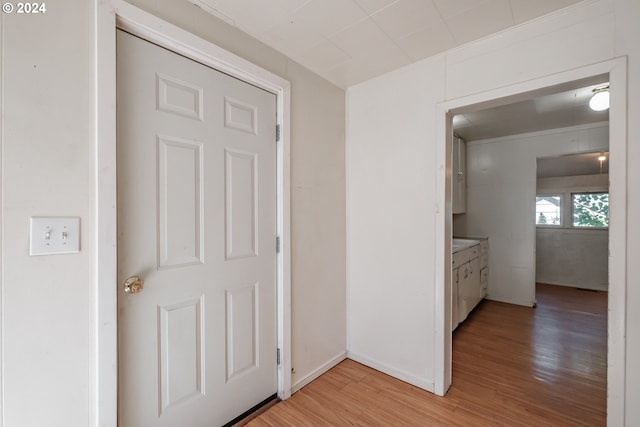 hall featuring light wood-type flooring