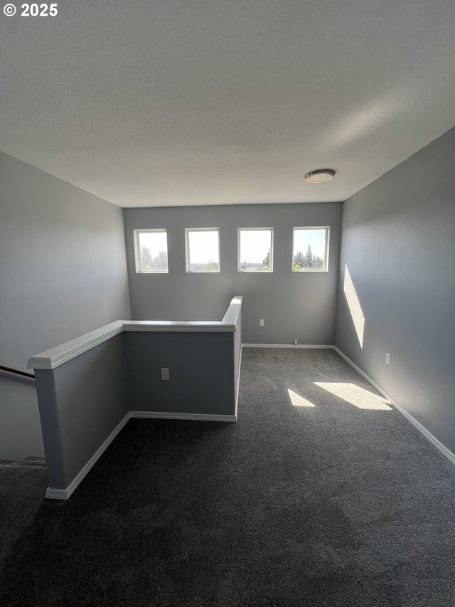 spare room with plenty of natural light, carpet, and a textured ceiling