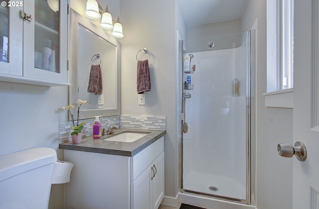 11204 NE 85th Cir, Vancouver, WA 98662 - full bathroom featuring a shower stall, backsplash, and vanity