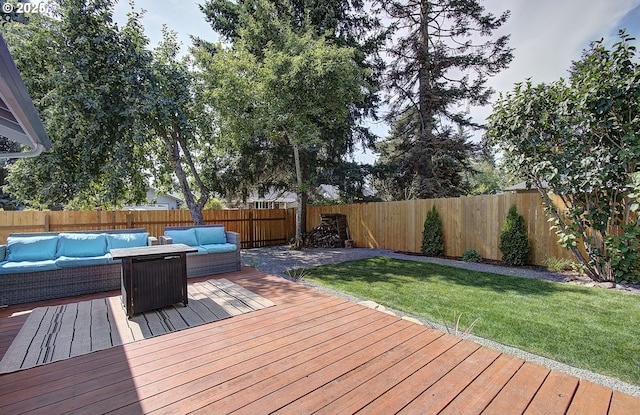 11204 NE 85th Cir, Vancouver, WA 98662 - wooden deck with an outdoor living space and a fenced backyard