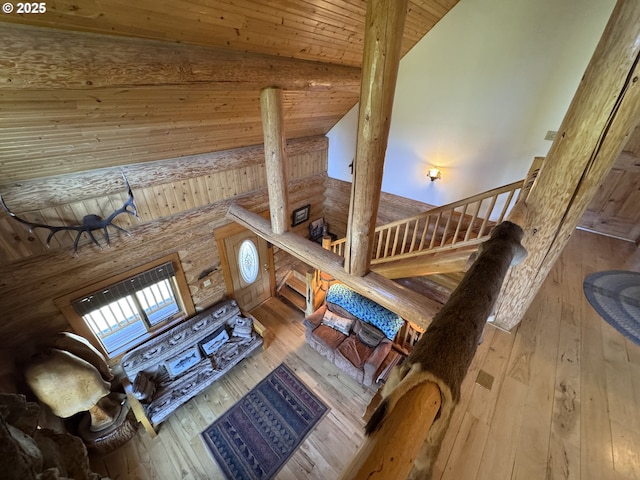 44552 Red Boy Rd, Granite, OR 97877 - living area with hardwood / wood-style flooring and wood ceiling