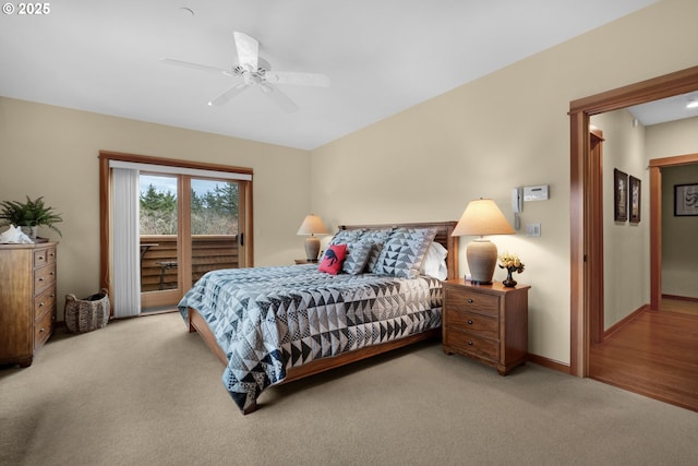 123 S Hemlock St # 201, Cannon Beach, OR 97110 - bedroom with access to outside, carpet, and a ceiling fan