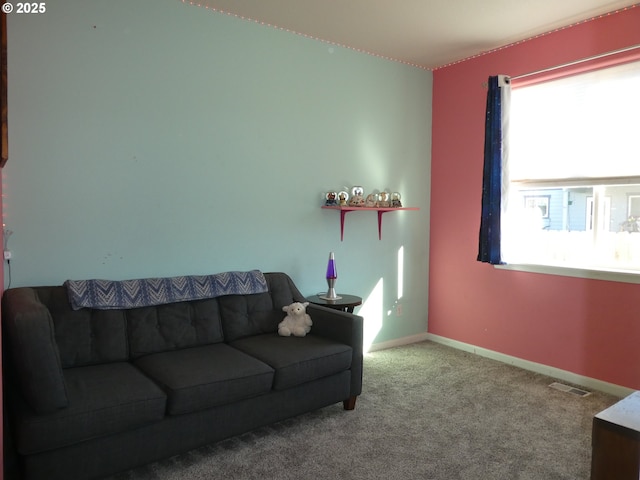 living room featuring carpet flooring