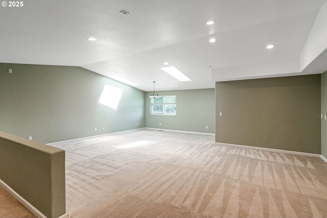41266 Manitau Rd SE, Stayton, OR 97383 - empty room with light colored carpet, recessed lighting, and vaulted ceiling