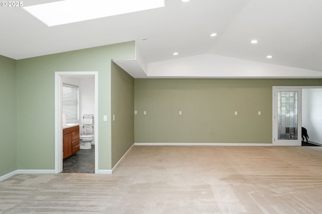 41266 Manitau Rd SE, Stayton, OR 97383 - empty room with light colored carpet, vaulted ceiling, and recessed lighting