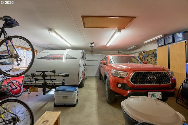 garage with a garage door opener