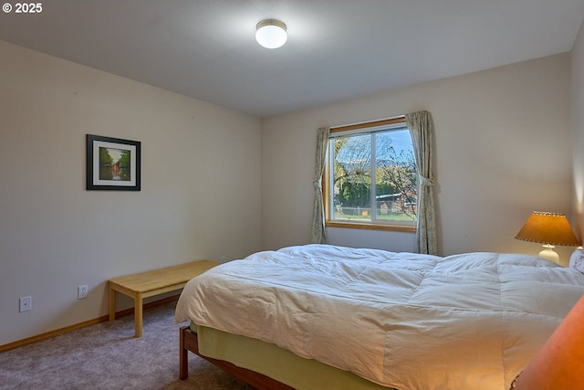 bedroom with baseboards and carpet flooring