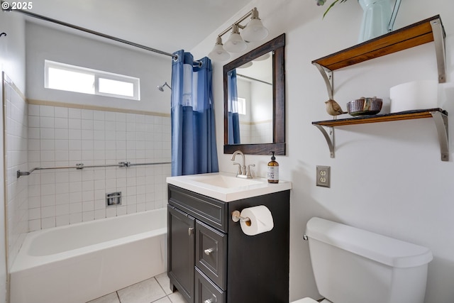 3441 SE 162nd Ave, Portland, OR 97236 - full bathroom with vanity, shower / tub combo, and tile patterned floors