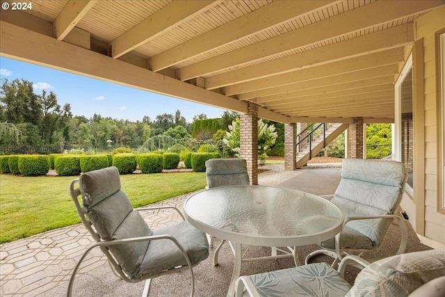 view of patio / terrace with stairs