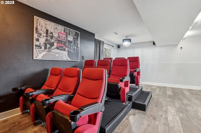 cinema with hardwood / wood-style floors