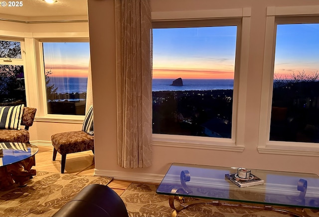 35445 Topping Rd, Pacific City, OR 97135 - interior space featuring baseboards and a water view