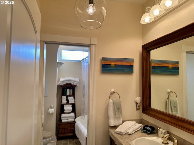 35445 Topping Rd, Pacific City, OR 97135 - full bath with vanity and shower / bathtub combination with curtain