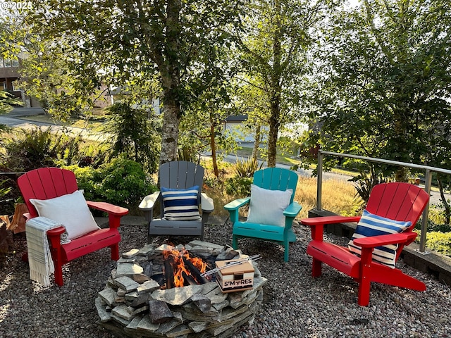 view of patio featuring an outdoor fire pit