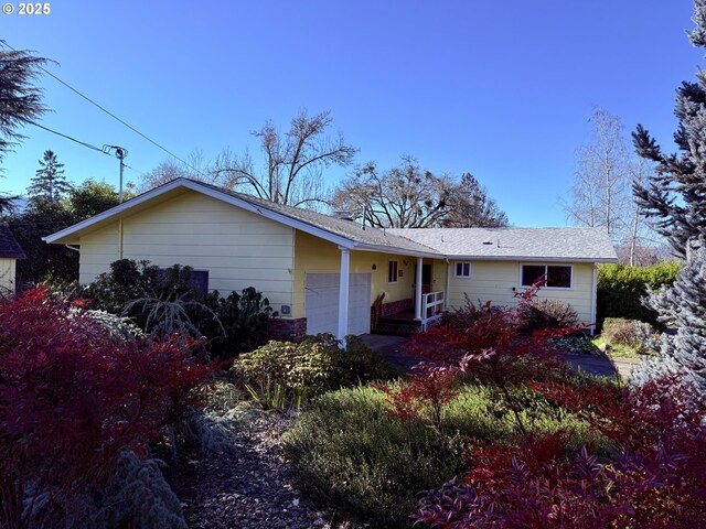 exterior space featuring a garage