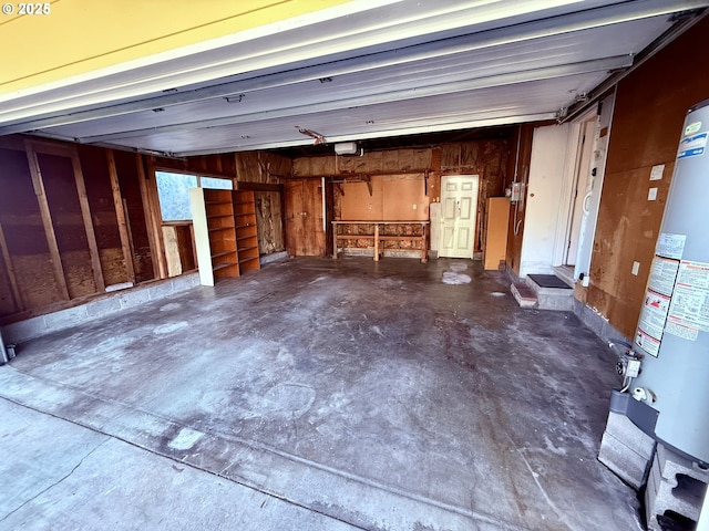 garage featuring a garage door opener and gas water heater