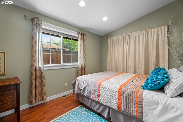 229 N 6th St, Carlton, OR 97111 - bedroom featuring wood finished floors, recessed lighting, and vaulted ceiling