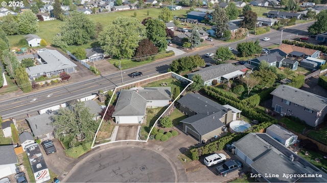 2261 Fulton Pl SE, Albany, OR 97322 - aerial view of property's location with nearby suburban area and property parcel outlined