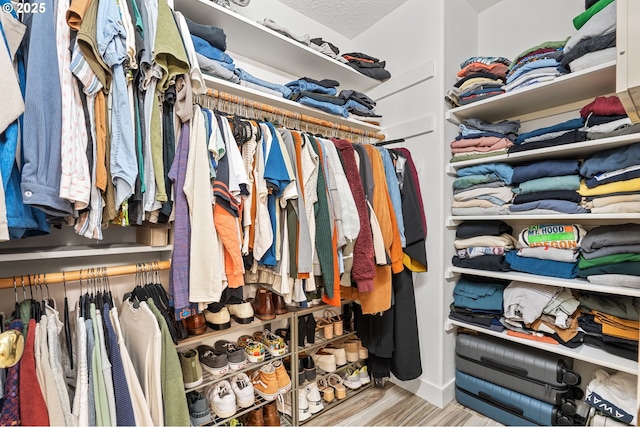 spacious closet with wood finished floors