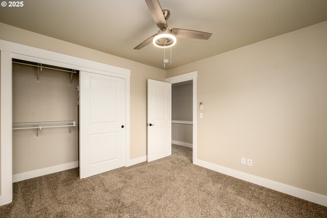 625 Brady Ln, Roseburg, OR 97471 - unfurnished bedroom featuring carpet flooring, a closet, baseboards, and ceiling fan