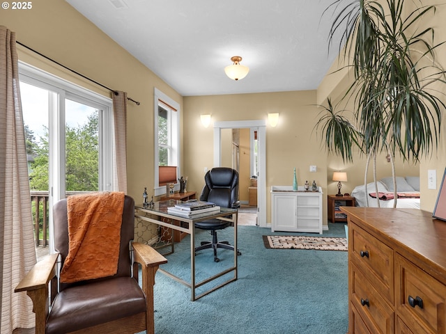 view of carpeted office space