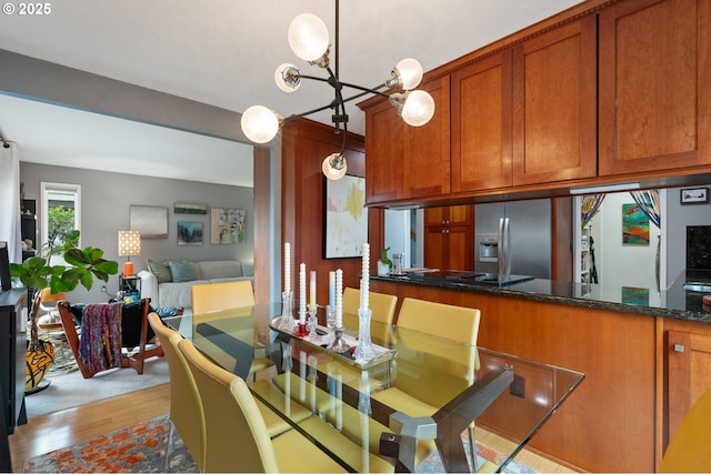 dining area featuring light hardwood / wood-style flooring