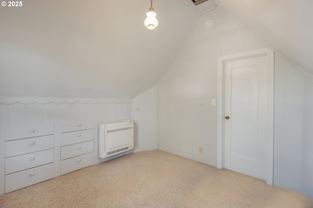 2362 Charnelton St, Eugene, OR 97405 - bonus room with heating unit, vaulted ceiling, carpet floors, and a decorative wall