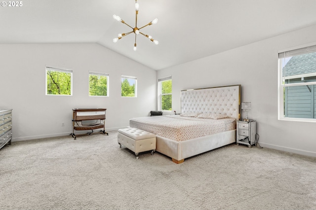 837 S 26th Ave, Cornelius, OR 97113 - bedroom with a chandelier, vaulted ceiling, and carpet