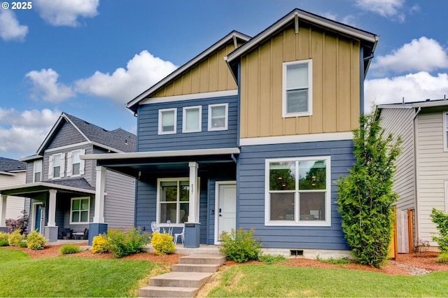 837 S 26th Ave, Cornelius, OR 97113 - view of front facade featuring a porch, board and batten siding, and a front yard