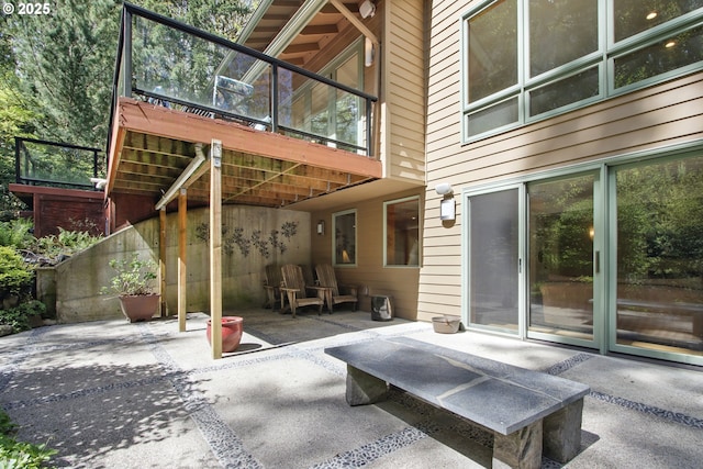 view of patio with stairway