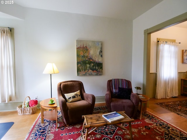 living area featuring wood finished floors