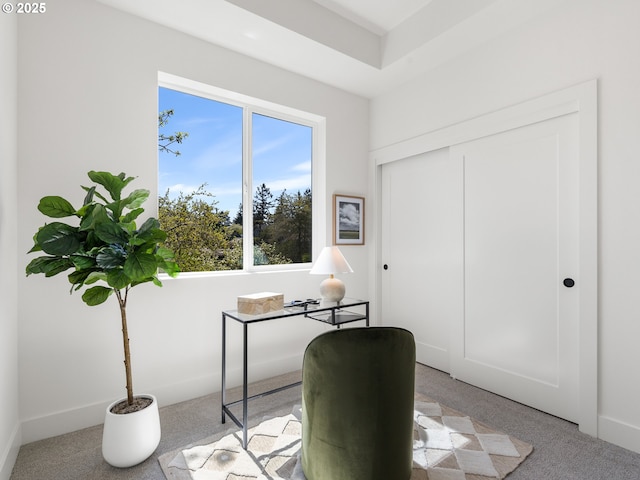 carpeted office with baseboards