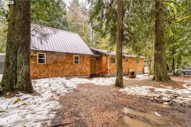 view of front of home with metal roof