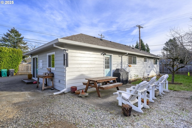 back of house with a patio area