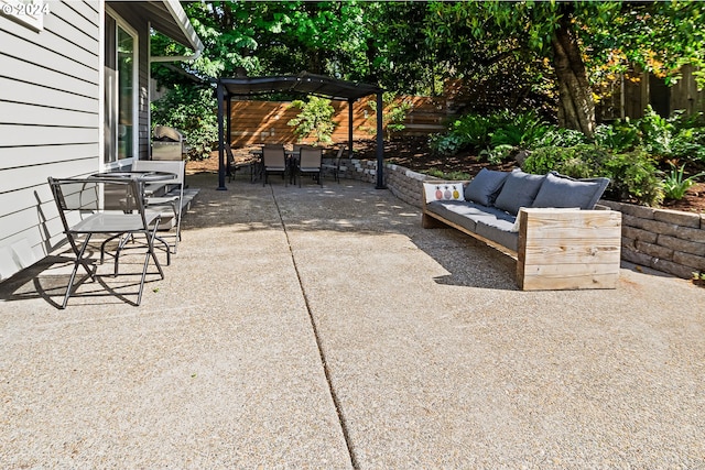 9636 SW Boones Ferry Rd, Portland, OR 97219 - view of patio with outdoor dining space, an outdoor hangout area, and a pergola