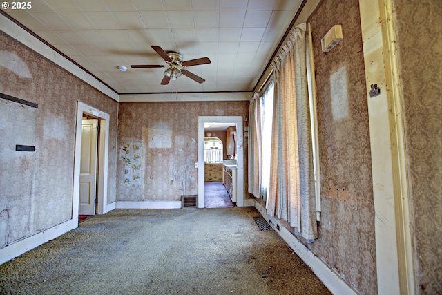 interior space featuring ceiling fan