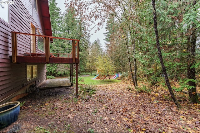 view of yard with a playground