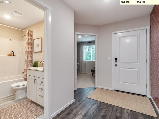 foyer featuring dark hardwood / wood-style flooring