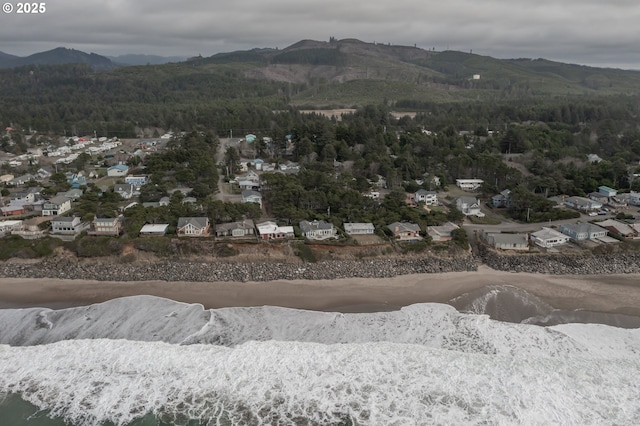 drone / aerial view featuring a mountain view